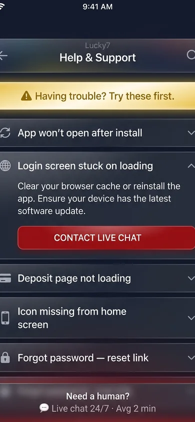 Lucky7 app — common issues & fixes – Lucky7