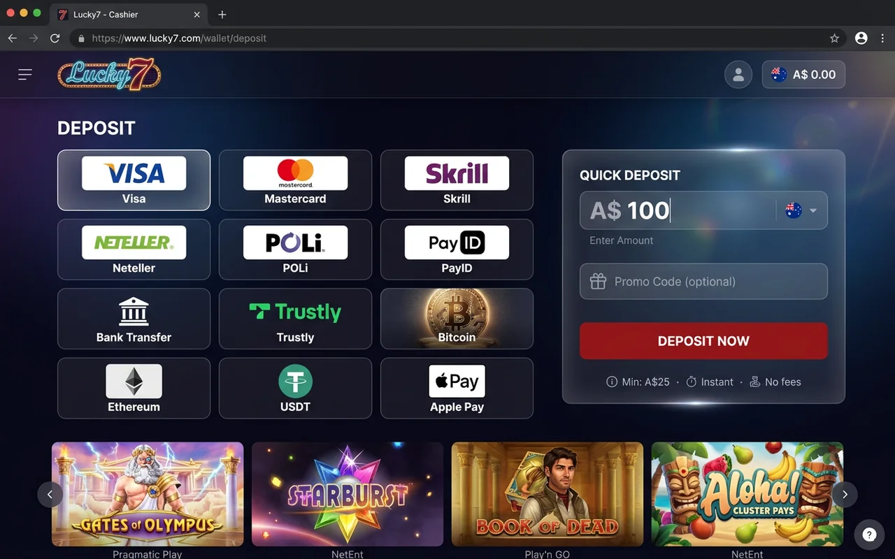 Payment methods and cashouts – Lucky7